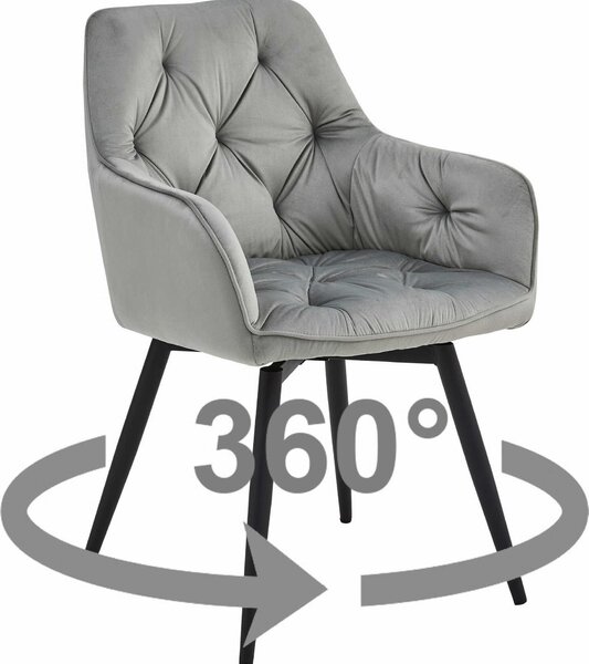 Krzesło JORK360 - aksamit srebrno-szary / nogi czarne x 1