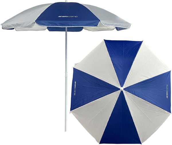 Parasol plażowy i balkonowy 160 cm - Biało-niebieski - Lekki parasol na wakacje i do ogrodu
