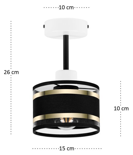 Lampa sufitowa biała jednopunktowy spot z czarnym abażurem T-1010WE-SC