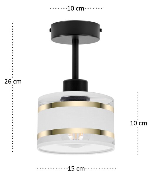 Lampa sufitowa czarna jednopunktowy spot z białym abażurem T-1010SC-WE