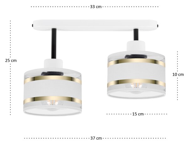 Lampa sufitowa biała dwupunktowy spot z białymi abażurami T-3306WE-WEW
