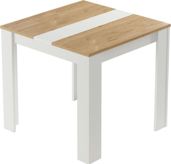 HowHomely | Stoły do jadalni - FUTURE - 80 cm - Biały/dąb - Nowoczesny design - Miejsce dla 4 osób