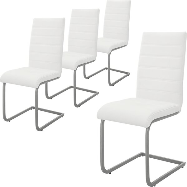 Zestaw 4 krzeseł do jadalni ML-Design z oparciem, białe, wykonane z imitacji skóry