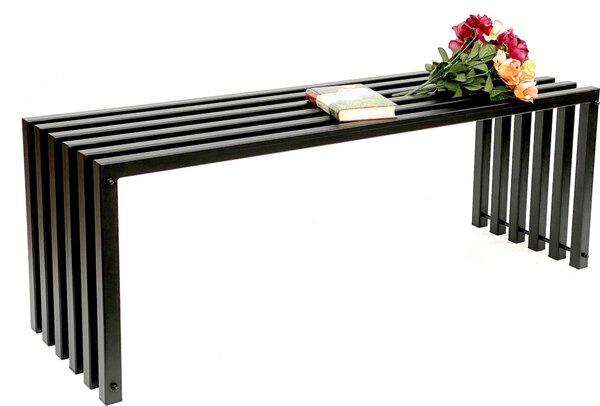 DanDiBo Ławka ogrodowa metalowa solidna odporna na warunki atmosferyczne czarna 120 cm ławka nowoczesna 96205 ławka parkowa żelazna ławka kwiatowa