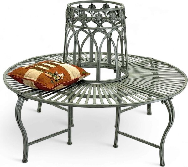 DanDiBo Tree Bench Round Metal Weatherproof Grey 96590 Ławka okrągła ø 120 cm Ławka ogrodowa Ławka ogrodowa Ławka ogrodowa Antique