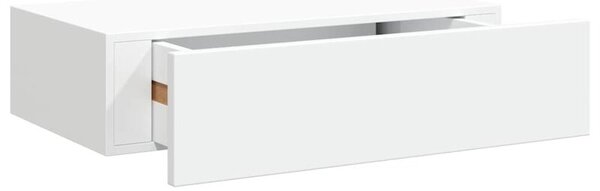 Półka ścienna z szufladą, biała, 40 x 23,5 x 10 cm, mdf