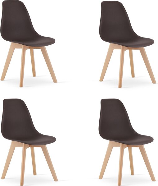 Krzesło kawa KITO design polipropylenowe z drewnianymi nogami buk x4