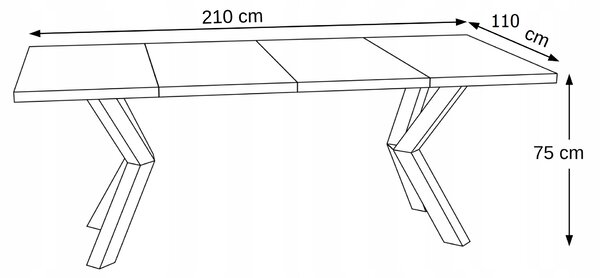 STÓŁ ROZKŁADANY NOGA METAL SALON KUCHNIA 110cm+2x50cm