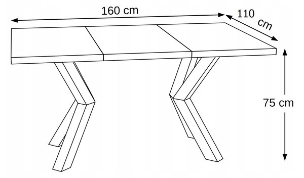 STÓŁ ROZKŁADANY NOGA METAL SALON KUCHNIA 110cm+2x50cm