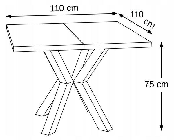 STÓŁ ROZKŁADANY NOGA METAL SALON KUCHNIA 110cm+2x50cm