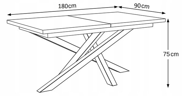 STÓŁ OKRĄGŁY ROZKŁADANY METAL LOFT SALON POKÓJ JADALNIA 180x90+2x40cm