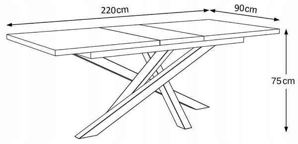 STÓŁ OKRĄGŁY ROZKŁADANY METAL LOFT SALON POKÓJ JADALNIA 180x90+2x40cm
