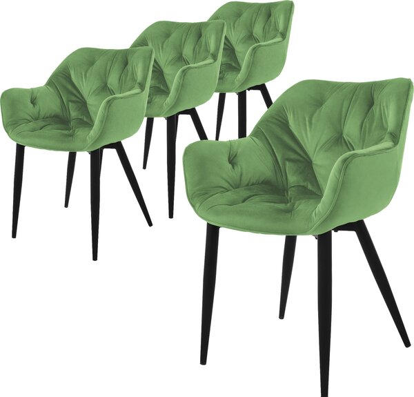 Zestaw 4 krzeseł do jadalni ML-Design z oparciem, szałwiowe, wykonane z aksamitu