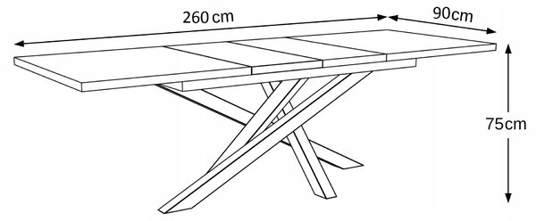 STÓŁ OKRĄGŁY ROZKŁADANY METAL LOFT SALON POKÓJ JADALNIA 180x90+2x40cm