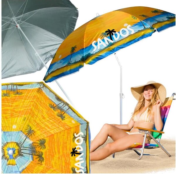 Parasol plażowy ogrodowy przeciwsłoneczny składany na plaże do ogrodu - wzór plaży