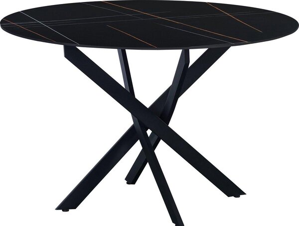 Stół Bolt Edge – okrągły – wygląd marmuru – czarny – 110 x 110 cm – do użytku wewnątrz i na zewnątrz – nowoczesny i elegancki
