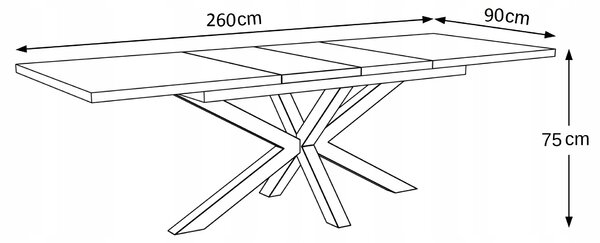 STÓŁ OKRĄGŁY ROZKŁADANY METAL LOFT SALON POKÓJ JADALNIA 180x90+2x40cm
