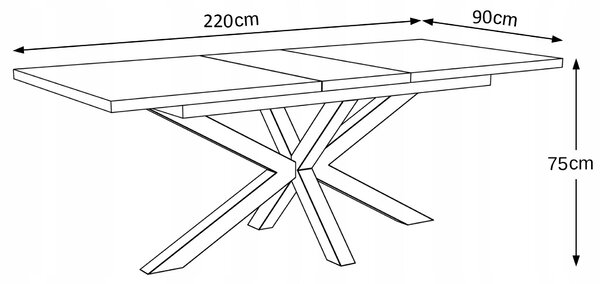 STÓŁ OKRĄGŁY ROZKŁADANY METAL LOFT SALON POKÓJ JADALNIA 180x90+2x40cm