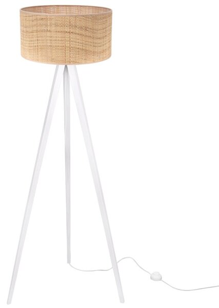 Lampa podłogowa trójnóg biały Light Home LH Rattan 1xE27 44cm abażur walec beżowy