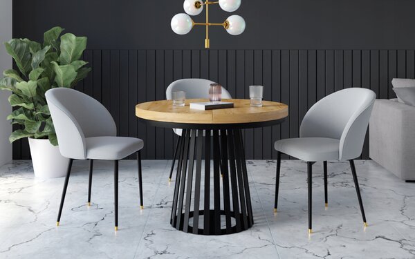 STÓŁ OKRĄGŁY ROZKŁADANY NOGA METAL SALON KUCHNIA 110cm+2x50cm