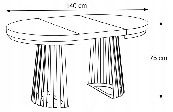 STÓŁ OKRĄGŁY ROZKŁADANY NOGA METAL SALON KUCHNIA 90cm+2x50cm KASZMIR
