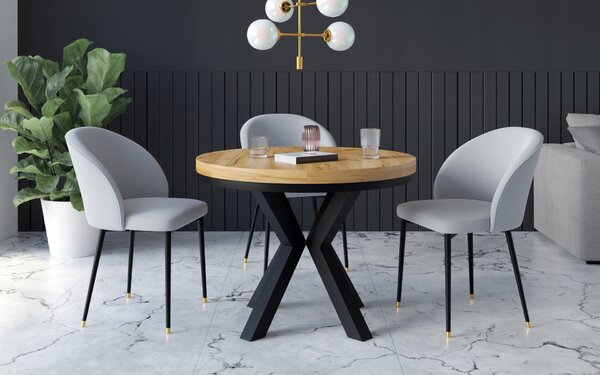 STÓŁ OKRĄGŁY ROZKŁADANY NOGA METAL SALON KUCHNIA 80cm+2x50cm KASZMIR