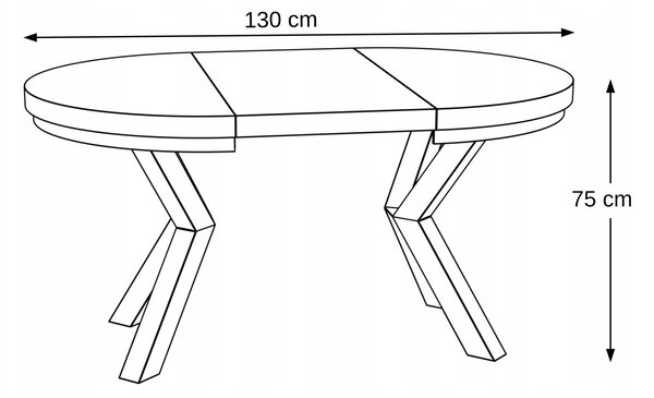 STÓŁ OKRĄGŁY ROZKŁADANY NOGA METAL SALON KUCHNIA 80cm+2x50cm KASZMIR
