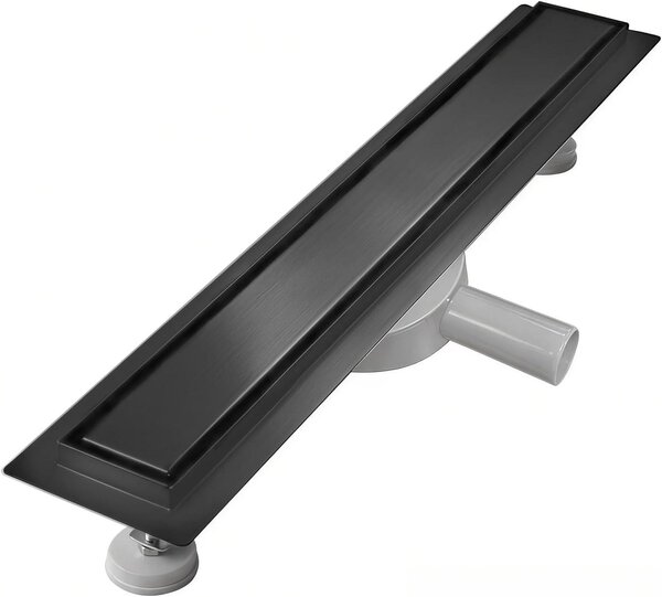 Sunrik Rynna Odpływ Prysznicowy 50 cm z Sitkiem i Syfonem 360° Czarny