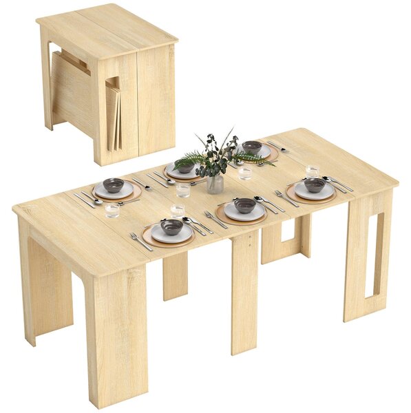 Stół jadalny HOMCOM, rozkładany stół kuchenny dla maksymalnie 6 osób, 60–180 x 85 cm, kolor naturalny