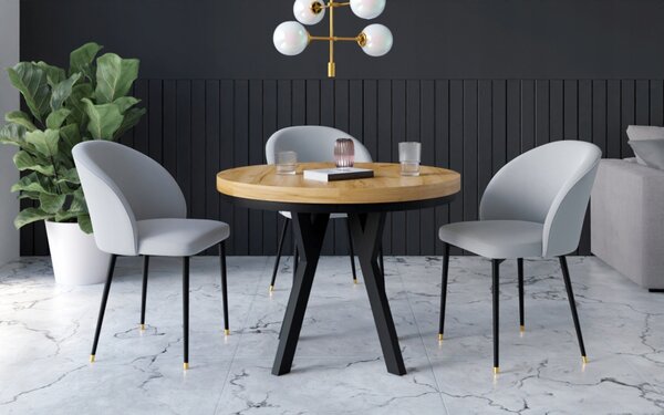 STÓŁ OKRĄGŁY ROZKŁADANY METAL LOFT SALON KUCHNIA POKÓJ 80cm+2x50cm KASZMIR