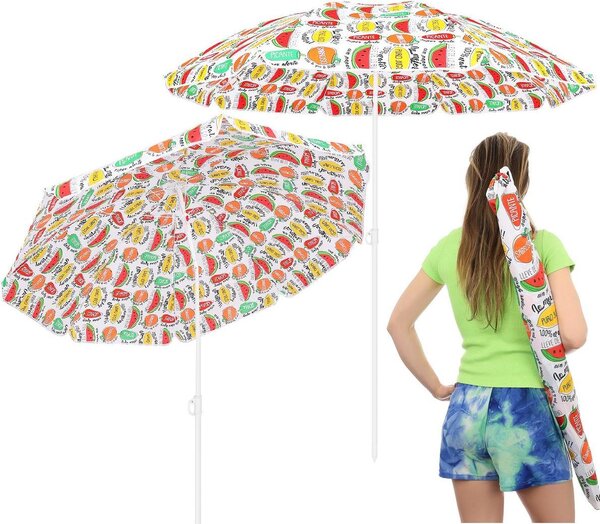 Parasol plażowy i balkonowy 180 cm - wzór "Mix Fruit" - kolorowa ochrona przeciwsłoneczna na plażę i do ogrodu