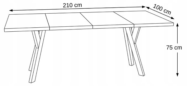 STÓŁ ROZKŁADANY NOGA METAL SALON KUCHNIA 110cm+2x50cm