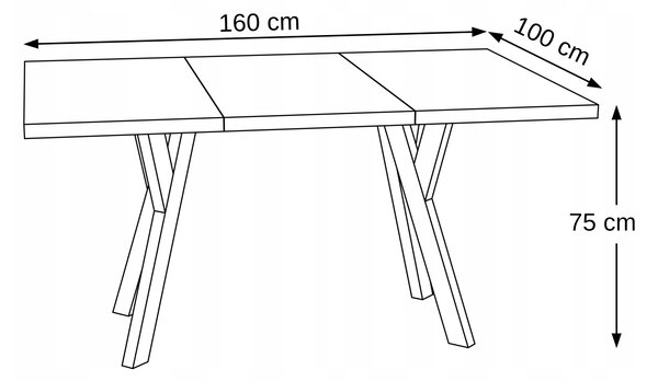 STÓŁ ROZKŁADANY NOGA METAL SALON KUCHNIA 110cm+2x50cm