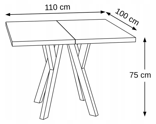 STÓŁ ROZKŁADANY NOGA METAL SALON KUCHNIA 110cm+2x50cm