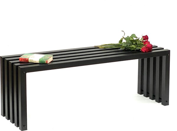 DanDiBo Ławka ogrodowa metalowa solidna odporna na warunki atmosferyczne czarna 120 cm ławka nowoczesna 96245 ławka parkowa żelazna ławka kwiatowa