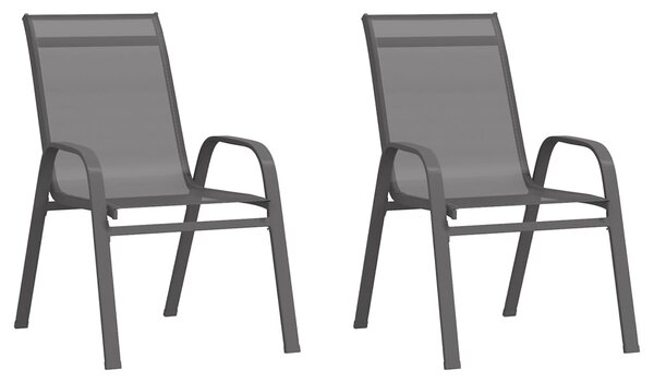 Sztaplowane krzesła ogrodowe, 2 szt., szare, tworzywo textilene