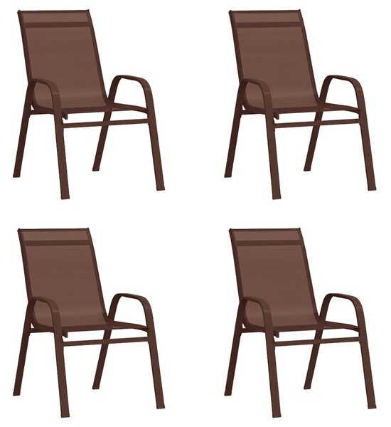 Sztaplowane krzesła ogrodowe, 4 szt., brąz, tworzywo textilene