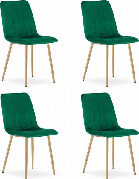 Krzesło LAVA - ciemna zieleń aksamit / nogi kolor drewna x 4
