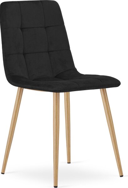 Krzesło KARA - czarny aksamit / nogi kolor drewna x 1
