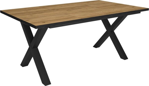 Stół do jadalni Happyment London - Prostokątny - 4 do 6 osób - Wygląd premium - Lite drewno - Nogi X-Pot czarne - 170x90x75cm