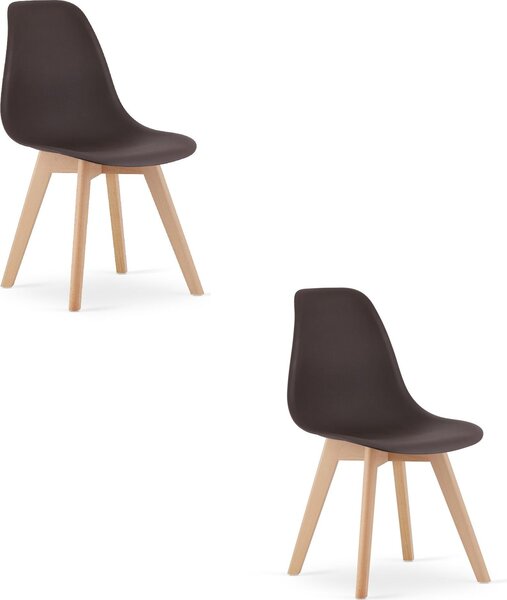 Krzesło kawa KITO design polipropylenowe z drewnianymi nogami buk x2