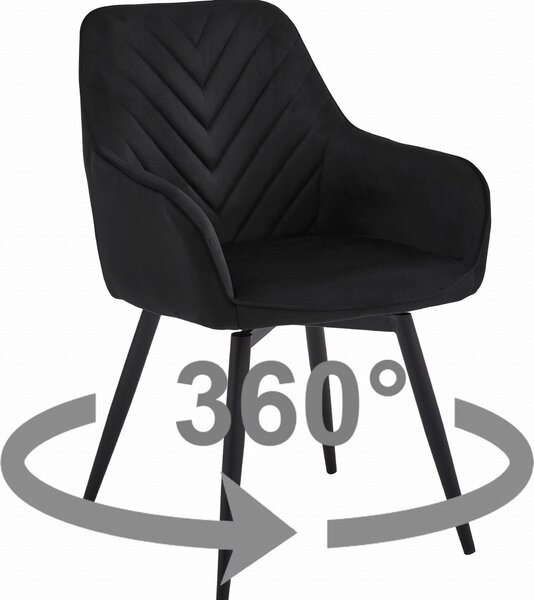 Krzesło NANA360 - czarny aksamit / nogi czarne x 1