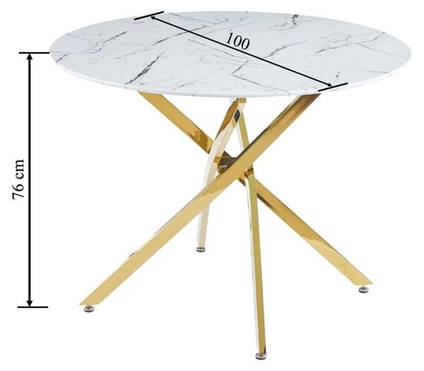 Stół do jadalni 100 x 100 cm kolor biały marmur i biały FURNITEX ST19-FX