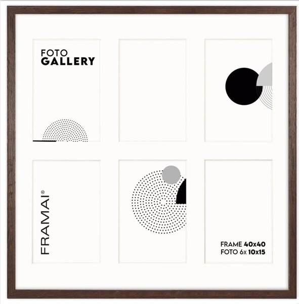 Ramka na zdjęcia 6x 10x15 cm brązowa galeria zdjęć multirama collage 40x40 cm FRAMAI®