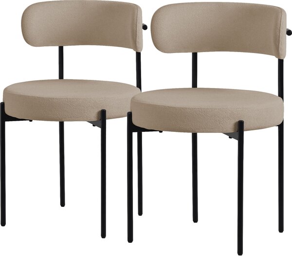 ML-Design zestaw 2 krzeseł do jadalni, krzesło kuchenne, wykonane z pluszowej tkaniny w kolorze brązowym, krzesło do salonu z oparciem, krzesła tapicerowane z metalowymi nogami, krzesło do salonu