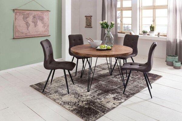 Designerski stół do jadalni BAGLI okrągły Ø 120 x 78 cm Sheesham