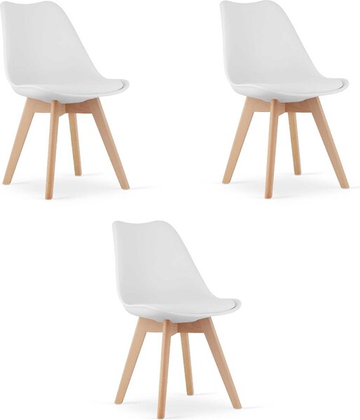 Zestaw 3 krzeseł Valora MARK w kolorze białym | Trio eleganckich białych krzeseł