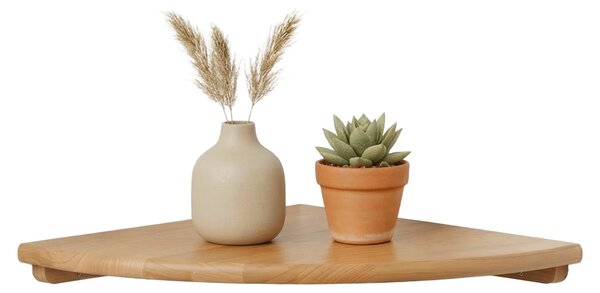 Regał narożny Relaxdays, wys. x szer. x gł.: 3 x 18 x 18 cm, drewno orzechowe, salon, dekoracja, nośność: 5 kg, wiszący regał na książki, kolor naturalny