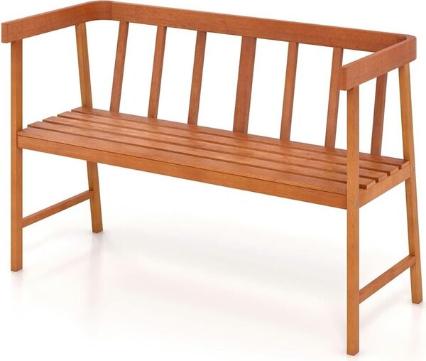 KOMFOTTEU 2-osobowa ławka ogrodowa, ławka parkowa z drewna akacjowego, ławka balkonowa z oparciem i podłokietnikami, ławka na balkon, taras, ogród, 110 x 46 x 72 cm, natura