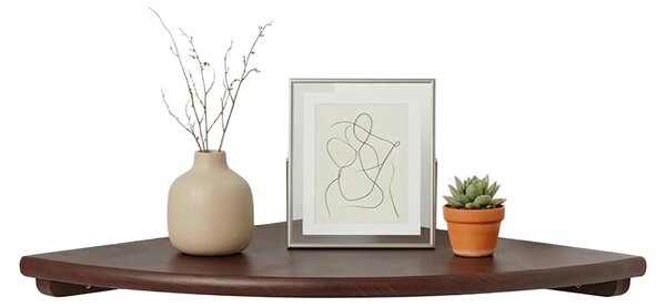 Regał narożny Relaxdays, wymiary: 3 x 30 x 30 cm, drewno orzechowe, do salonu, element dekoracyjny, nośność: 5 kg, wiszący regał na książki, ciemnobrązowy